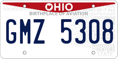 OH license plate GMZ5308