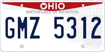 OH license plate GMZ5312