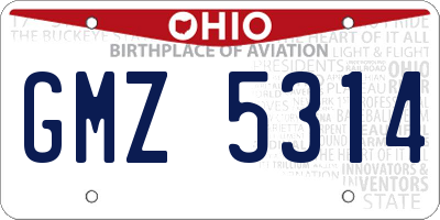 OH license plate GMZ5314