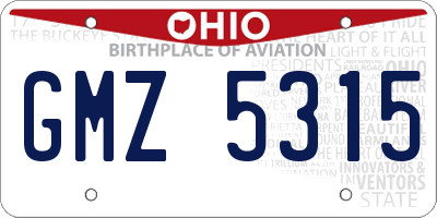 OH license plate GMZ5315