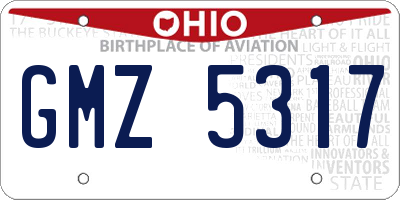 OH license plate GMZ5317