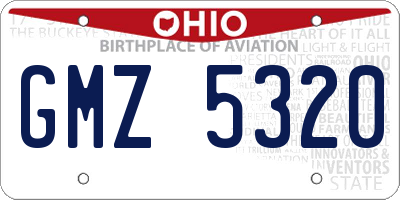 OH license plate GMZ5320