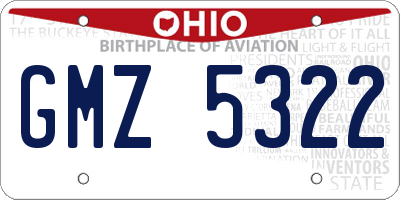 OH license plate GMZ5322