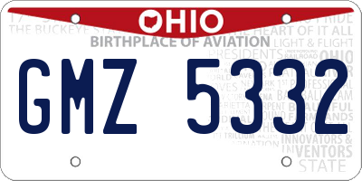 OH license plate GMZ5332