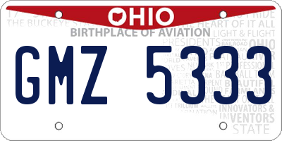 OH license plate GMZ5333