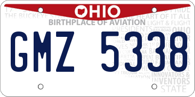 OH license plate GMZ5338