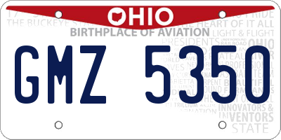 OH license plate GMZ5350
