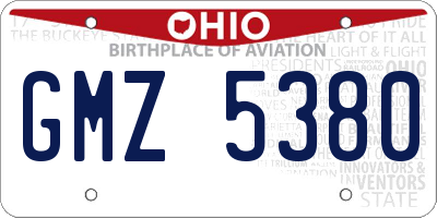 OH license plate GMZ5380