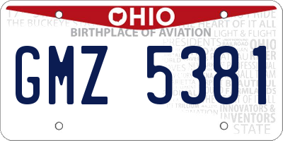 OH license plate GMZ5381
