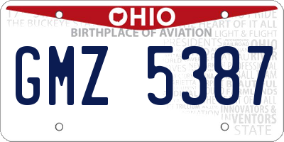OH license plate GMZ5387