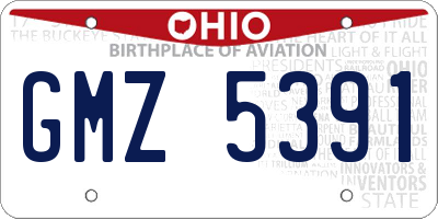 OH license plate GMZ5391