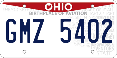 OH license plate GMZ5402