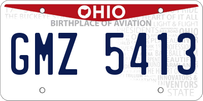 OH license plate GMZ5413