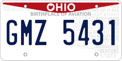 OH license plate GMZ5431