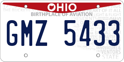 OH license plate GMZ5433