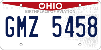 OH license plate GMZ5458