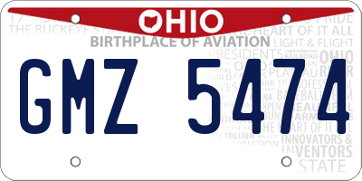 OH license plate GMZ5474