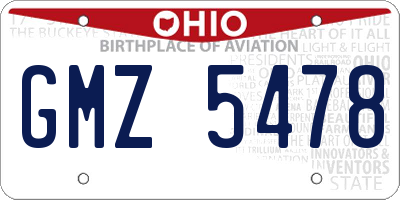 OH license plate GMZ5478