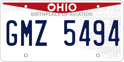 OH license plate GMZ5494