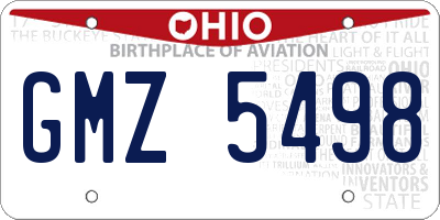 OH license plate GMZ5498