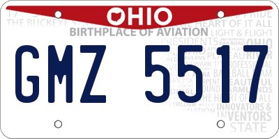 OH license plate GMZ5517