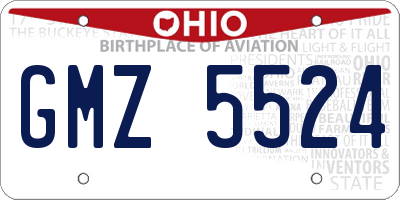 OH license plate GMZ5524