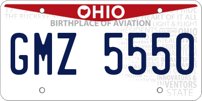 OH license plate GMZ5550