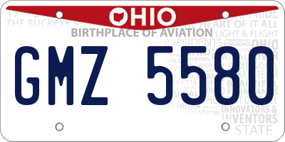 OH license plate GMZ5580