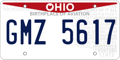 OH license plate GMZ5617