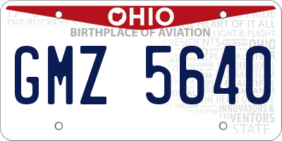 OH license plate GMZ5640