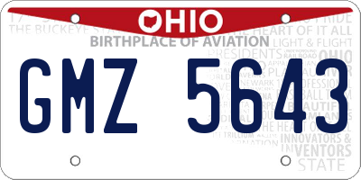 OH license plate GMZ5643