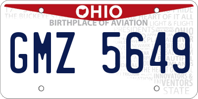 OH license plate GMZ5649