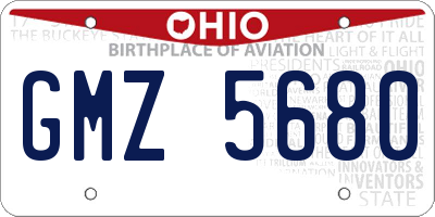 OH license plate GMZ5680