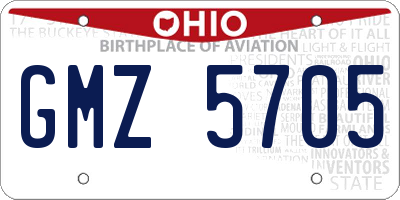 OH license plate GMZ5705