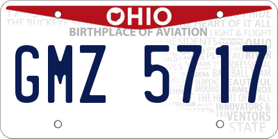 OH license plate GMZ5717