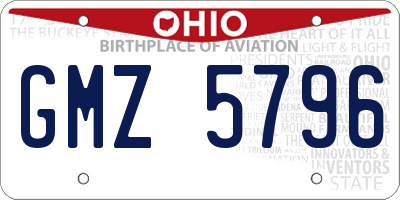 OH license plate GMZ5796