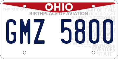 OH license plate GMZ5800