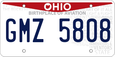 OH license plate GMZ5808