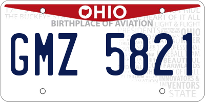OH license plate GMZ5821