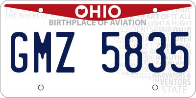 OH license plate GMZ5835
