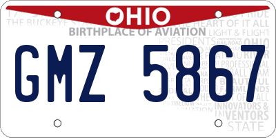 OH license plate GMZ5867