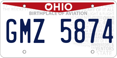 OH license plate GMZ5874
