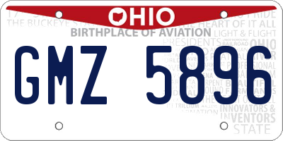 OH license plate GMZ5896