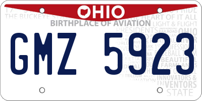 OH license plate GMZ5923