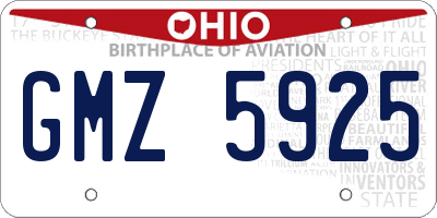 OH license plate GMZ5925