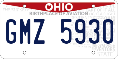 OH license plate GMZ5930