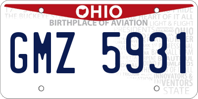 OH license plate GMZ5931