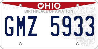 OH license plate GMZ5933