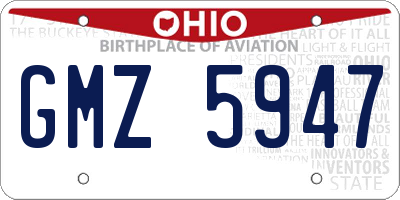 OH license plate GMZ5947
