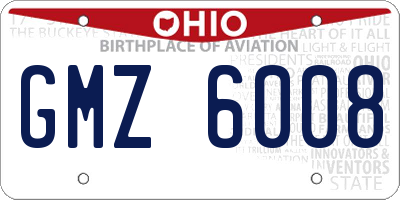 OH license plate GMZ6008